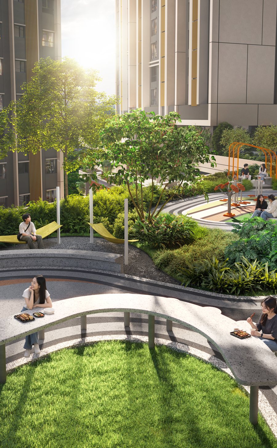 Garden paths and lawns on Level 7. Artist's impression.